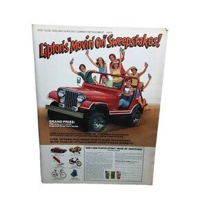 1980 Lipton Tea Jeep CJ 7 Laredo Original Print Ad vintage 80s
